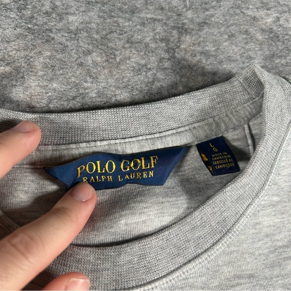 Polo By Ralph Lauren Sweatshirt Mens Large Grey Polo Bear Golf Crewneck US Flag - Picture 3 of 7